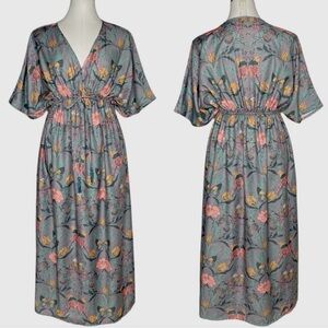 Cost Plus World Market Floral Kimono Style Maxi Dress